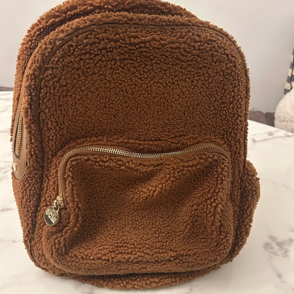 Stoney Clover Lane Brown Sherpa Backpack mini size